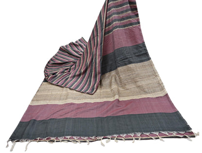 Indian Vintage Sari Pink & black Pure Khadi Silk Handloom Saree Craft Fabric 6yd Ethnic Wear Dress making For Crafting Quilting