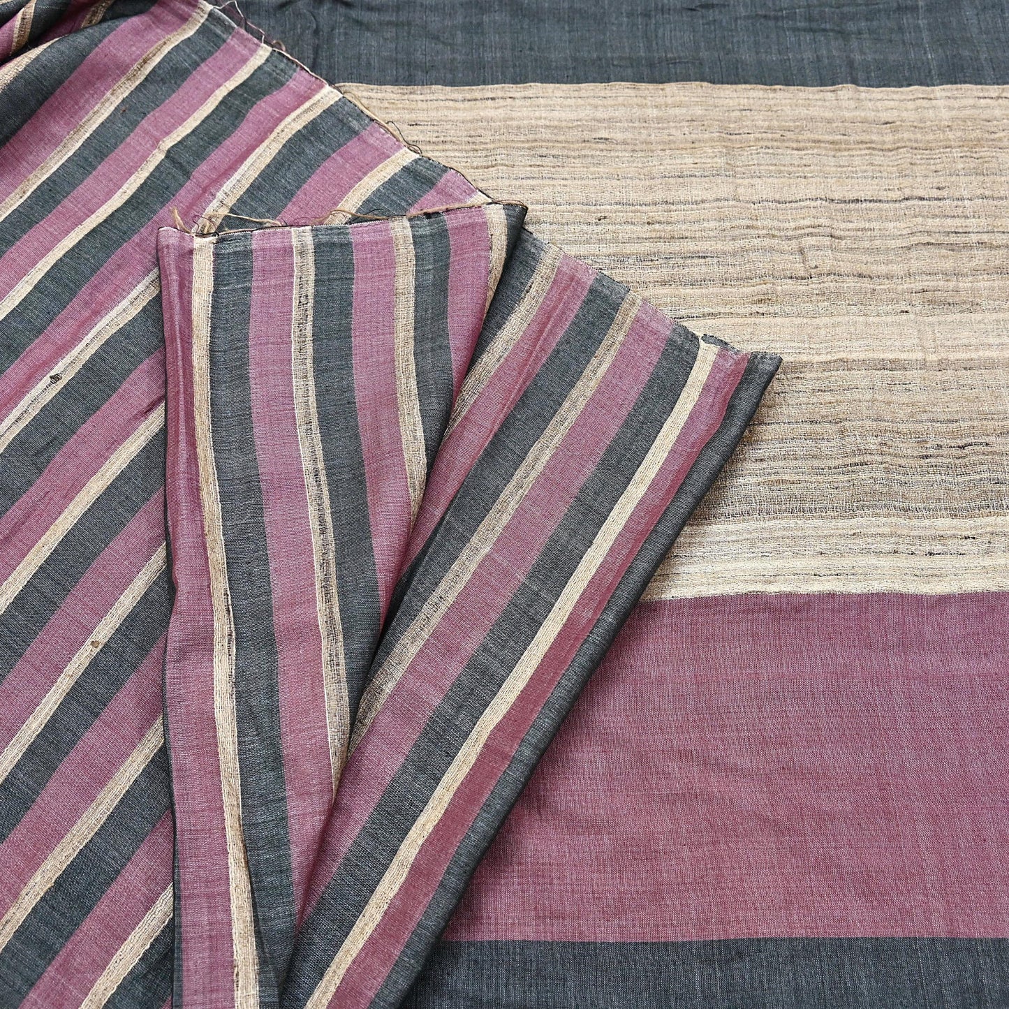 Indian Vintage Sari Pink & black Pure Khadi Silk Handloom Saree Craft Fabric 6yd Ethnic Wear Dress making For Crafting Quilting