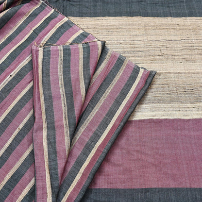 Indian Vintage Sari Pink & black Pure Khadi Silk Handloom Saree Craft Fabric 6yd Ethnic Wear Dress making For Crafting Quilting