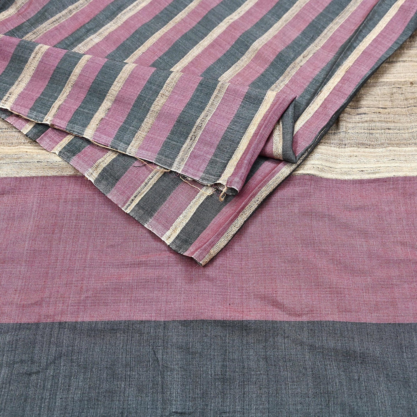 Indian Vintage Sari Pink & black Pure Khadi Silk Handloom Saree Craft Fabric 6yd Ethnic Wear Dress making For Crafting Quilting