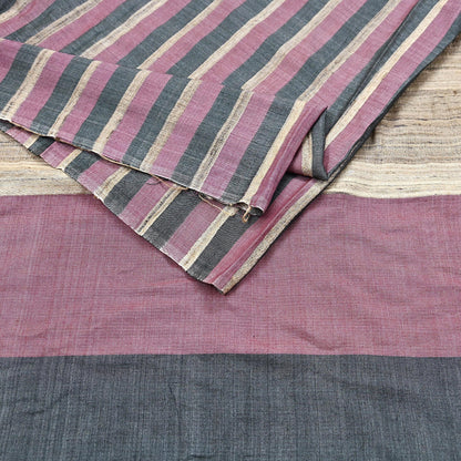 Indian Vintage Sari Pink & black Pure Khadi Silk Handloom Saree Craft Fabric 6yd Ethnic Wear Dress making For Crafting Quilting