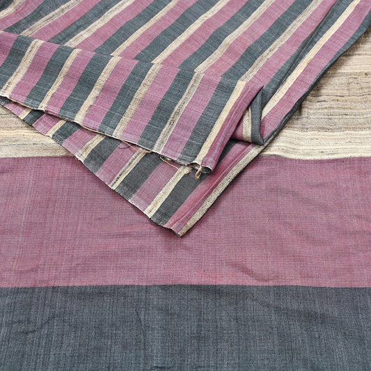 Indian Vintage Sari Pink & black Pure Khadi Silk Handloom Saree Craft Fabric 6yd Ethnic Wear Dress making For Crafting Quilting