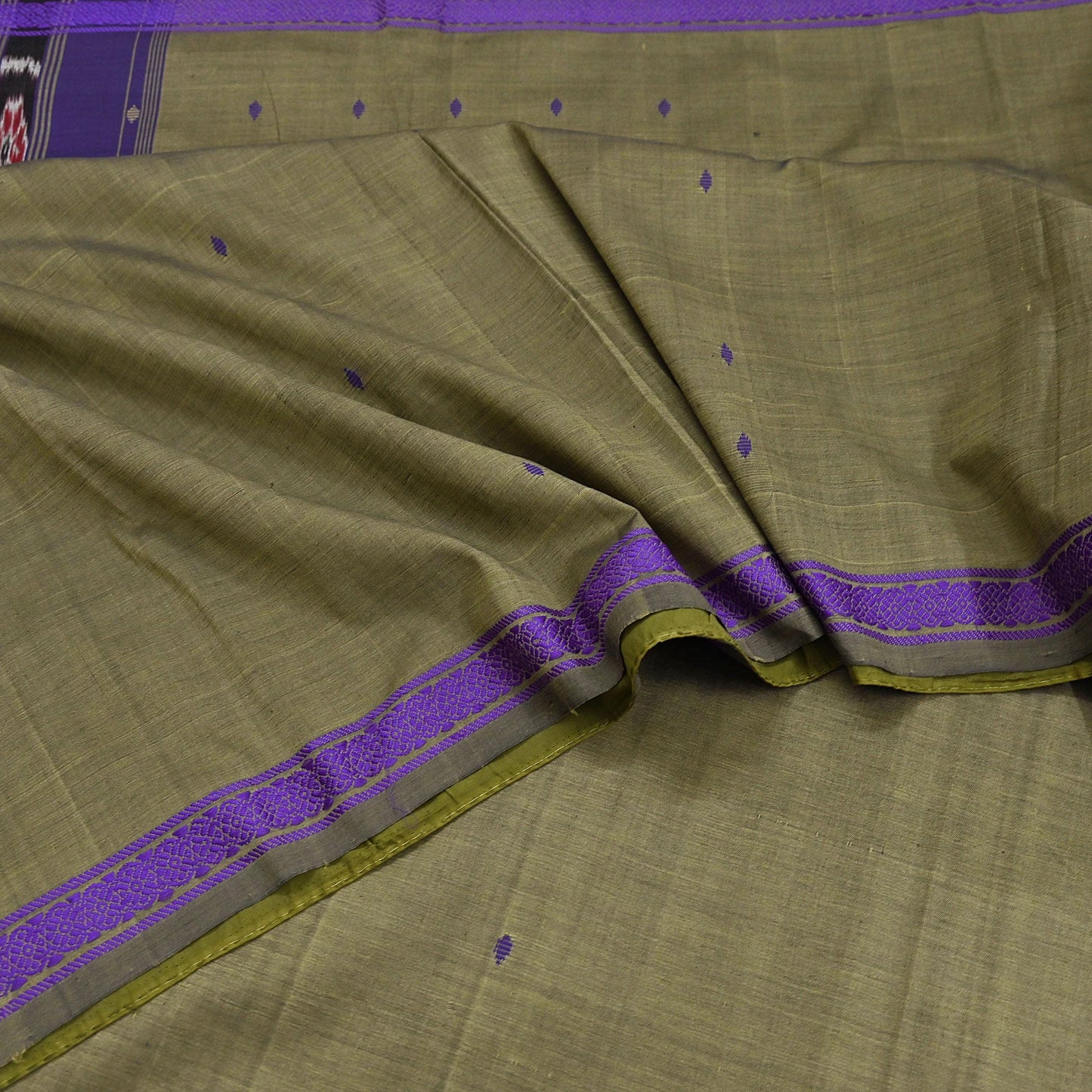 Indian Vintage Saree Purple & brown Cotton Hand woven Sambalpuri Ikat sari Craft Fabric 5Yd Ethnic Chackra Border Dress Making Quilting