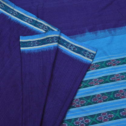 Indian Vintage Blue Pochampally Silk Saree Pure Silk Hand Woven Ikat Patola Sari Fabric 6Yard Craft Ethnic Zari Border