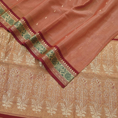 Indian Vintage Heavy Maroon Hand Woven Saree 100% Pure Silk Sari 5Yard Floral Dress making Crafting Quilting Upcycle