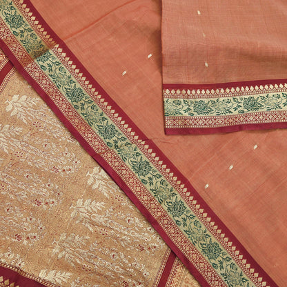 Indian Vintage Heavy Maroon Hand Woven Saree 100% Pure Silk Sari 5Yard Floral Dress making Crafting Quilting Upcycle
