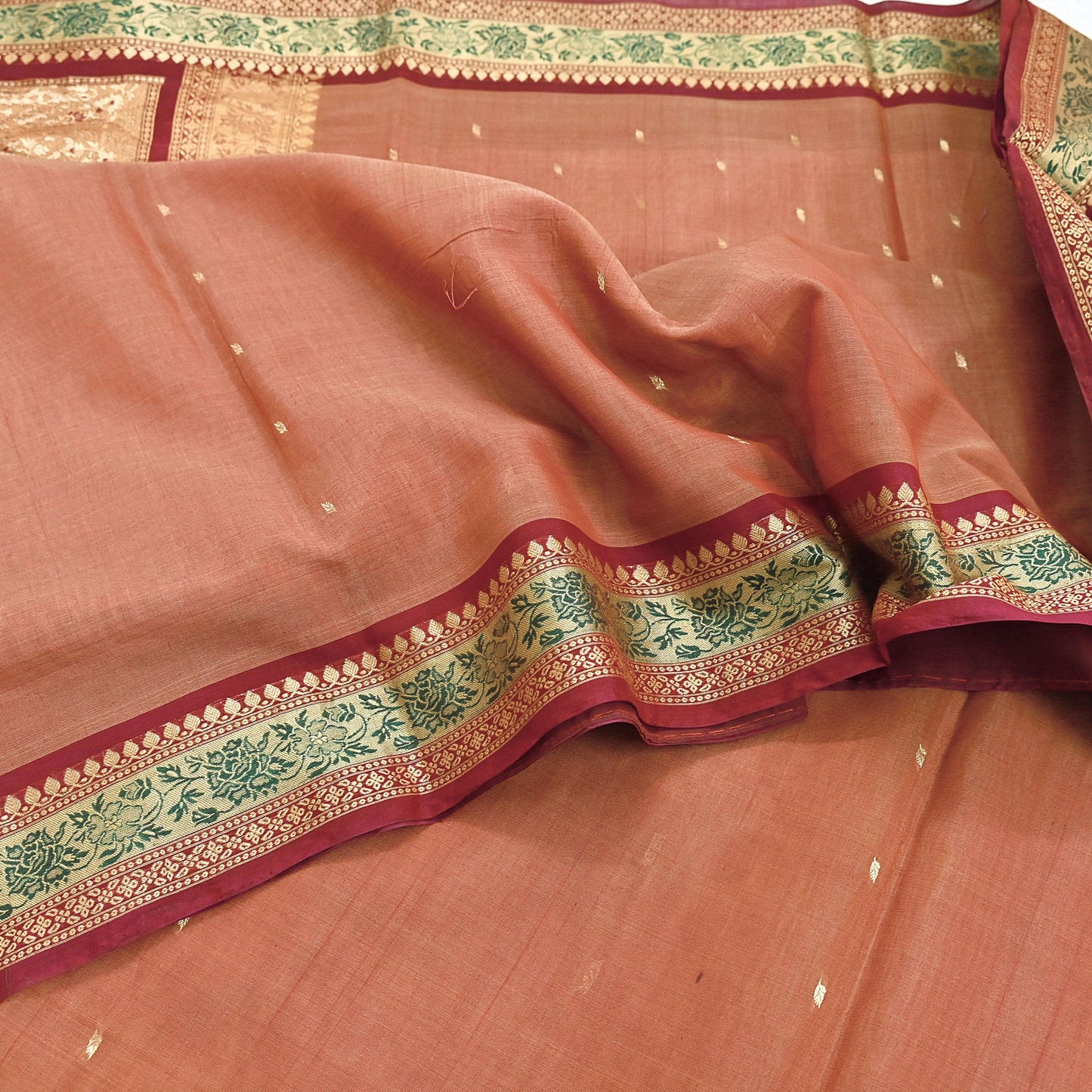 Indian Vintage Heavy Maroon Hand Woven Saree 100% Pure Silk Sari 5Yard Floral Dress making Crafting Quilting Upcycle