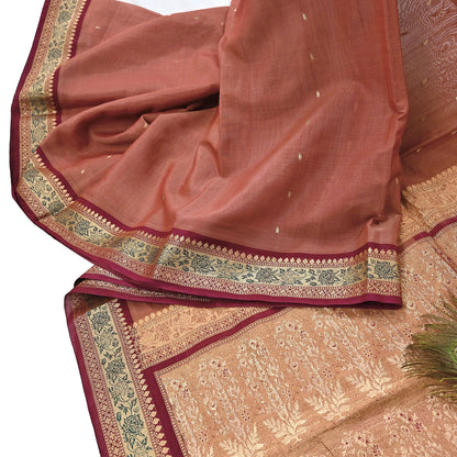 Indian Vintage Heavy Maroon Hand Woven Saree 100% Pure Silk Sari 5Yard Floral Dress making Crafting Quilting Upcycle