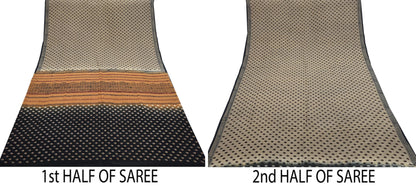 Indian Vintage Sari Brown & Black Pure Crepe Silk Printed Sarees 5yd Sewing Soft Craft Fabric Wrap Dress Making Crafting Quilting Upcycle