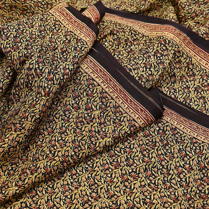 Indian Vintage Sari Maroon & Black 100% Pure Silk Printed Saree Craft Fabric 5yd Sewing Dress Making Soft Wrap Quilting Crafting Upcycle