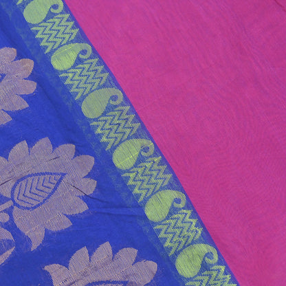 Indian Vintage Dupatta Blue & Pink Chanderi Long Stole Hand Embroidered Work Scarves Veil Zari Wrap Fringes