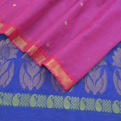 Indian Vintage Dupatta Blue & Pink Chanderi Long Stole Hand Embroidered Work Scarves Veil Zari Wrap Fringes