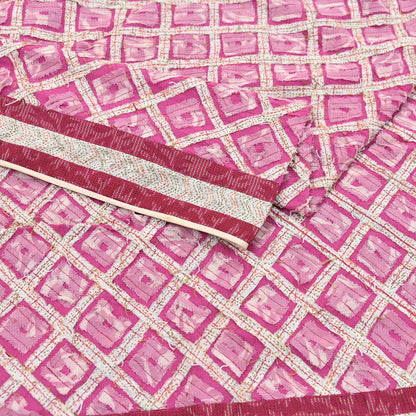 Indian Vintage Dupatta Pink Long Stole Hand Embroidered kantha stole Pure Georgette Silk Indian Scarves Veil Wrap Soft Floral