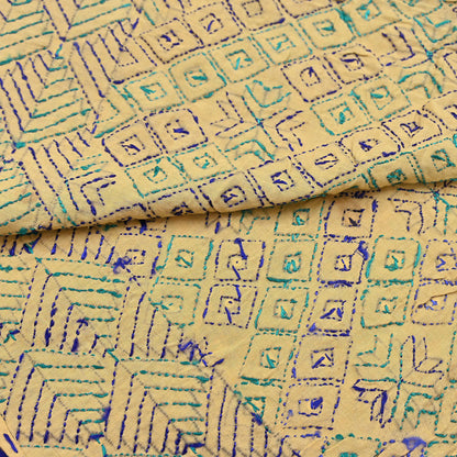 Indian Vintage Beige Heavy Wedding Dupatta Long Stole Pure Cotton Hand Embroidered Bagh Phulkari Stole Scarves