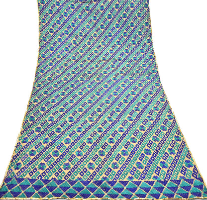 Indian Vintage Beige Heavy Wedding Dupatta Long Stole Pure Cotton Hand Embroidered Bagh Phulkari Stole Scarves