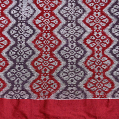 Indian Vintage Red, gray & purple Printed Pure Cotton Saree 5 Yards Soft Fabric for Sewing, Crafting, Quilting, Upcycling, Dressmaking, Boho