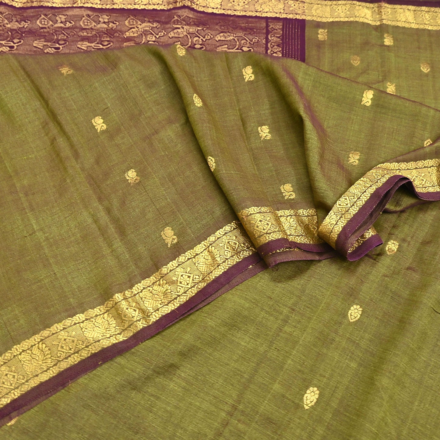 Indian Vintage Sari Green & maroon Blend Silk hand Woven Saree Craft Fabric 5yd Sewing Soft Dress Designing Crafting Quilting Zari Border