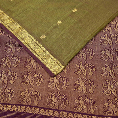 Indian Vintage Sari Green & maroon Blend Silk hand Woven Saree Craft Fabric 5yd Sewing Soft Dress Designing Crafting Quilting Zari Border