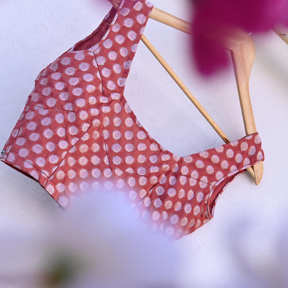Indian Vintage Pink Georgette Hand Woven Sleeveless Blouse/Top/Crop Party wear Bollywood One Of a Kind Blouse