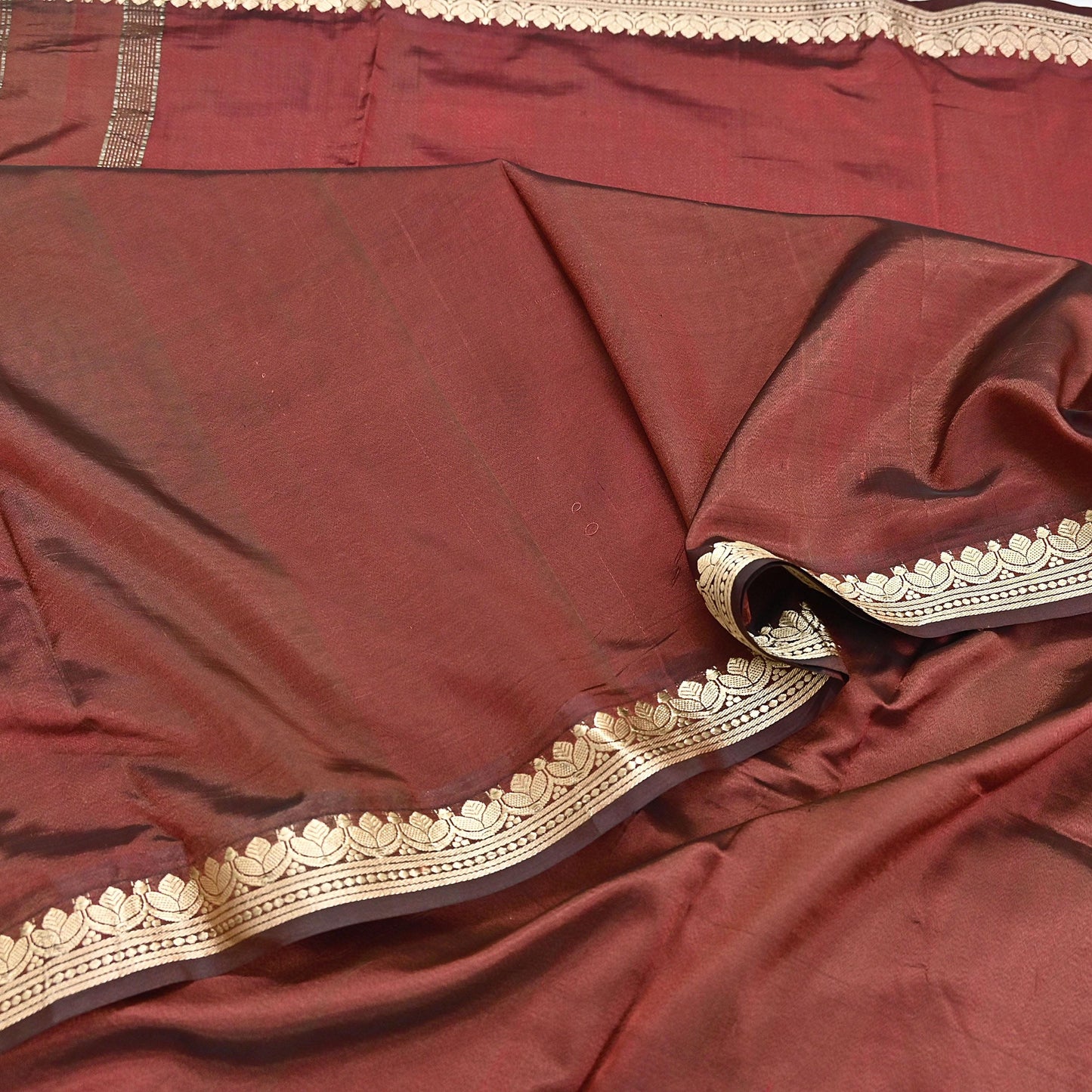 Indian Vintage Sari Maroon Mysore Silk Woven Sarees Craft Fabric 5Yd Ethnic South silk Dress Making Crafting Upcycle Quilting Zari Border