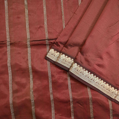 Indian Vintage Sari Maroon Mysore Silk Woven Sarees Craft Fabric 5Yd Ethnic South silk Dress Making Crafting Upcycle Quilting Zari Border