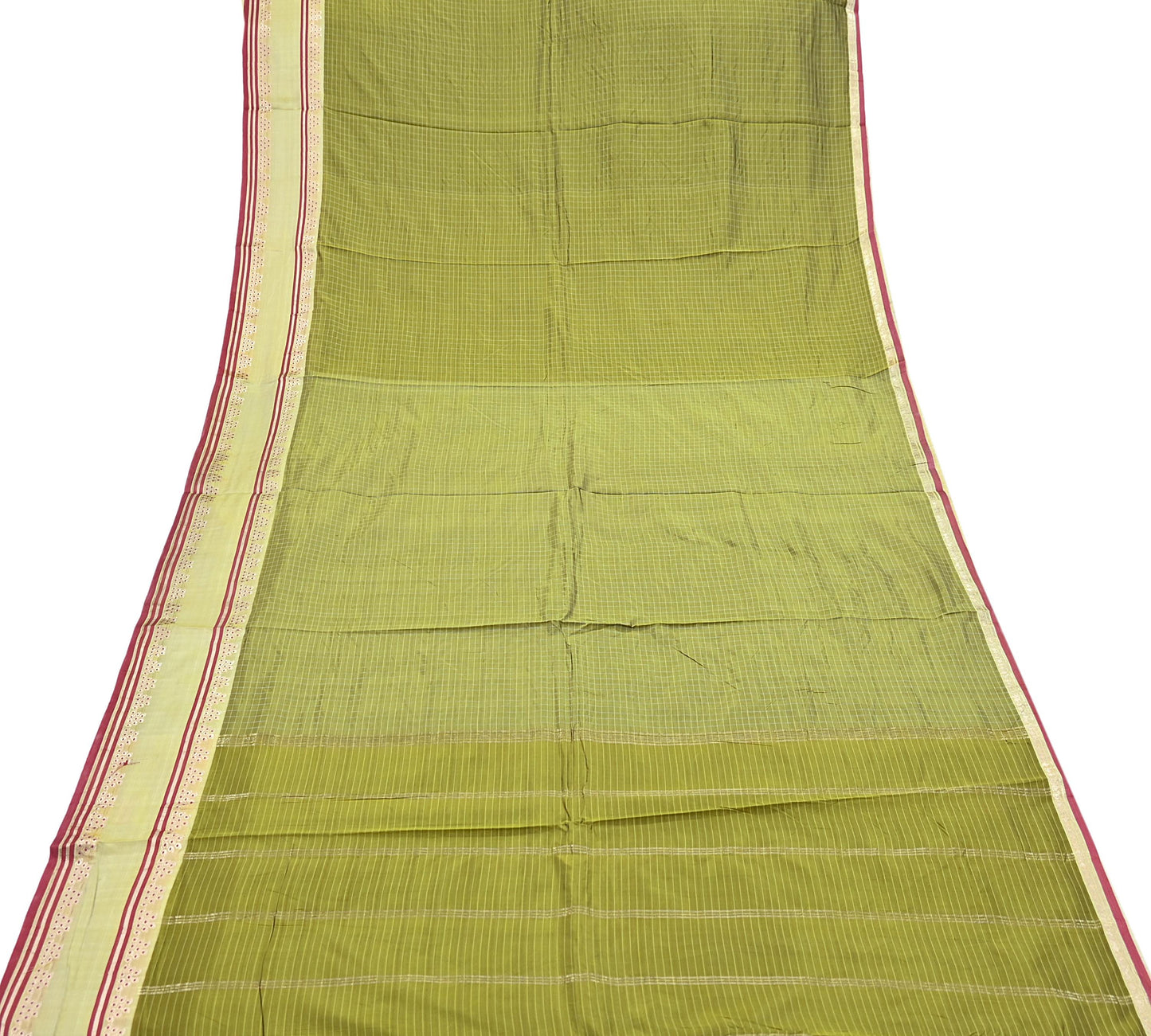 Indian Vintage Sari Green Mysore Silk Woven Sarees Craft Fabric 5Yd Ethnic South silk Dress Making Crafting Upcycle Quilting Zari Border