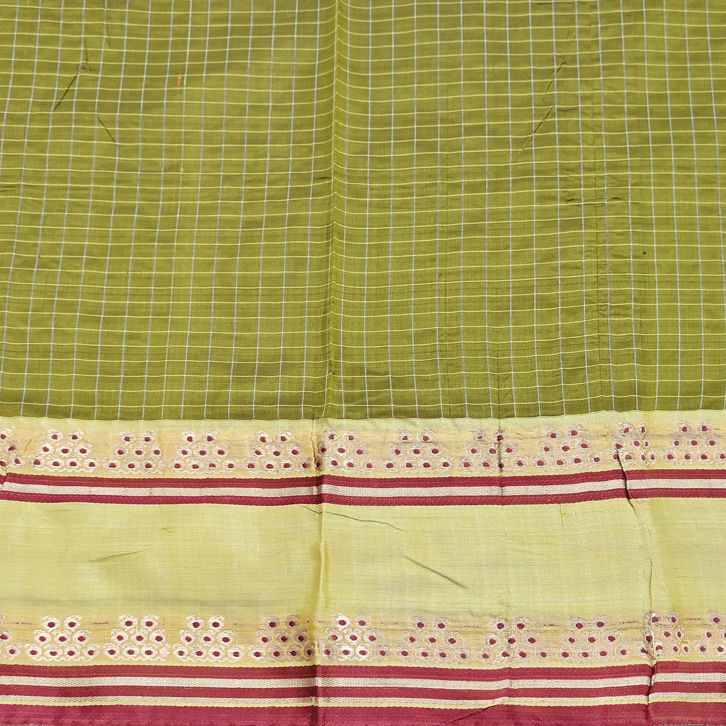 Indian Vintage Sari Green Mysore Silk Woven Sarees Craft Fabric 5Yd Ethnic South silk Dress Making Crafting Upcycle Quilting Zari Border