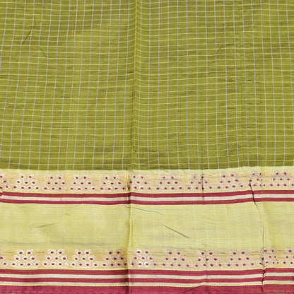 Indian Vintage Sari Green Mysore Silk Woven Sarees Craft Fabric 5Yd Ethnic South silk Dress Making Crafting Upcycle Quilting Zari Border