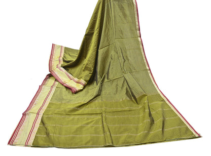 Indian Vintage Sari Green Mysore Silk Woven Sarees Craft Fabric 5Yd Ethnic South silk Dress Making Crafting Upcycle Quilting Zari Border