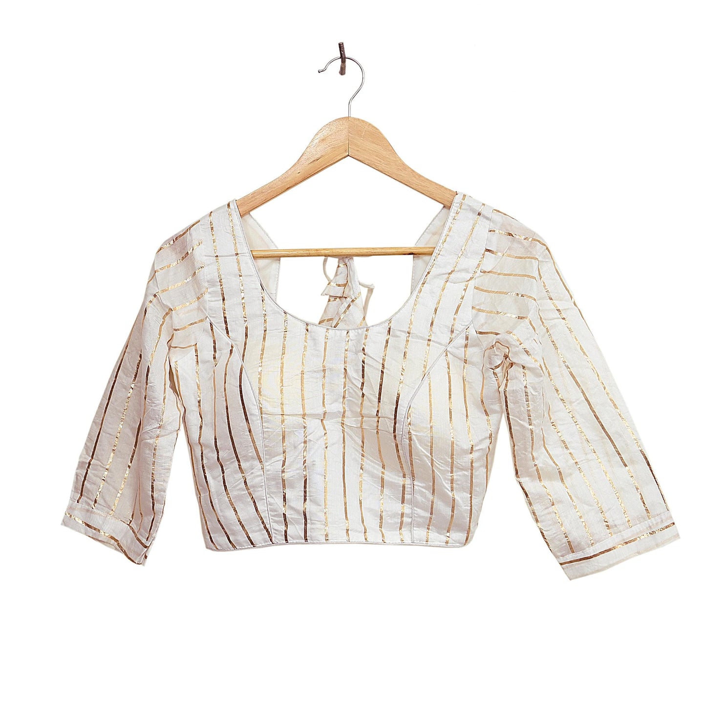 Indian New White Chanderi Hand Woven Padded Blouse/Top/Crop Party wear Bollywood Blouse