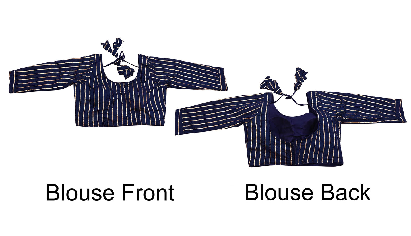 Indian New Deep Blue Chanderi Hand Woven Padded Blouse/Top/Crop Party wear Bollywood Blouse