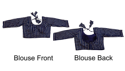 Indian New Deep Blue Chanderi Hand Woven Padded Blouse/Top/Crop Party wear Bollywood Blouse