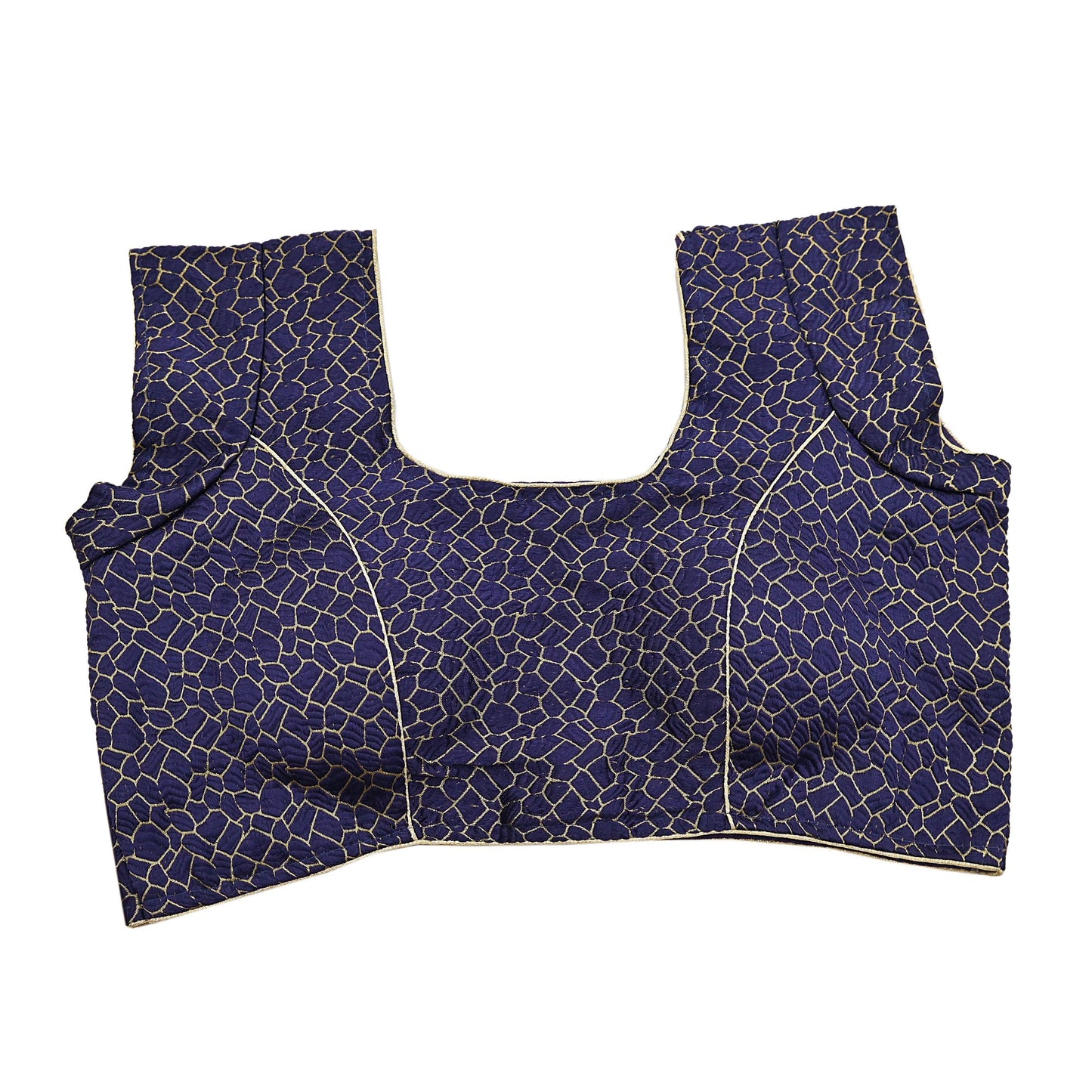 Indian New Blue & Golden Chanderi Woven Padded Blouse/Top/Crop Party wear Bollywood Blouse
