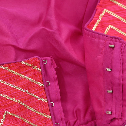 Indian New Pink Chanderi Embroidered sleeveless Padded Blouse/Top/Crop Party wear Bollywood Blouse