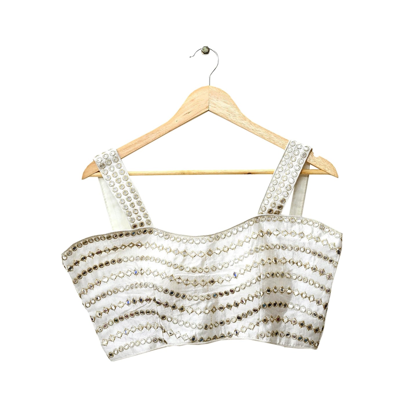 Indian New white Chanderi Embroidered sleeveless Padded Blouse/Top/Crop Party wear Bollywood Blouse