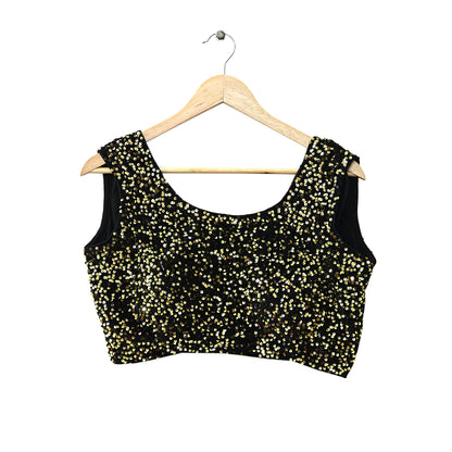 Indian New Black Velvet Embroidered sleeveless Padded Blouse/Top/Crop Party wear Bollywood Blouse