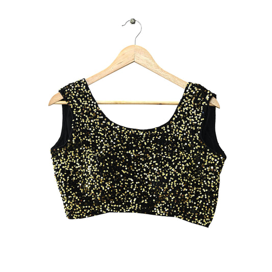 Indian New Black Velvet Embroidered sleeveless Padded Blouse/Top/Crop Party wear Bollywood Blouse