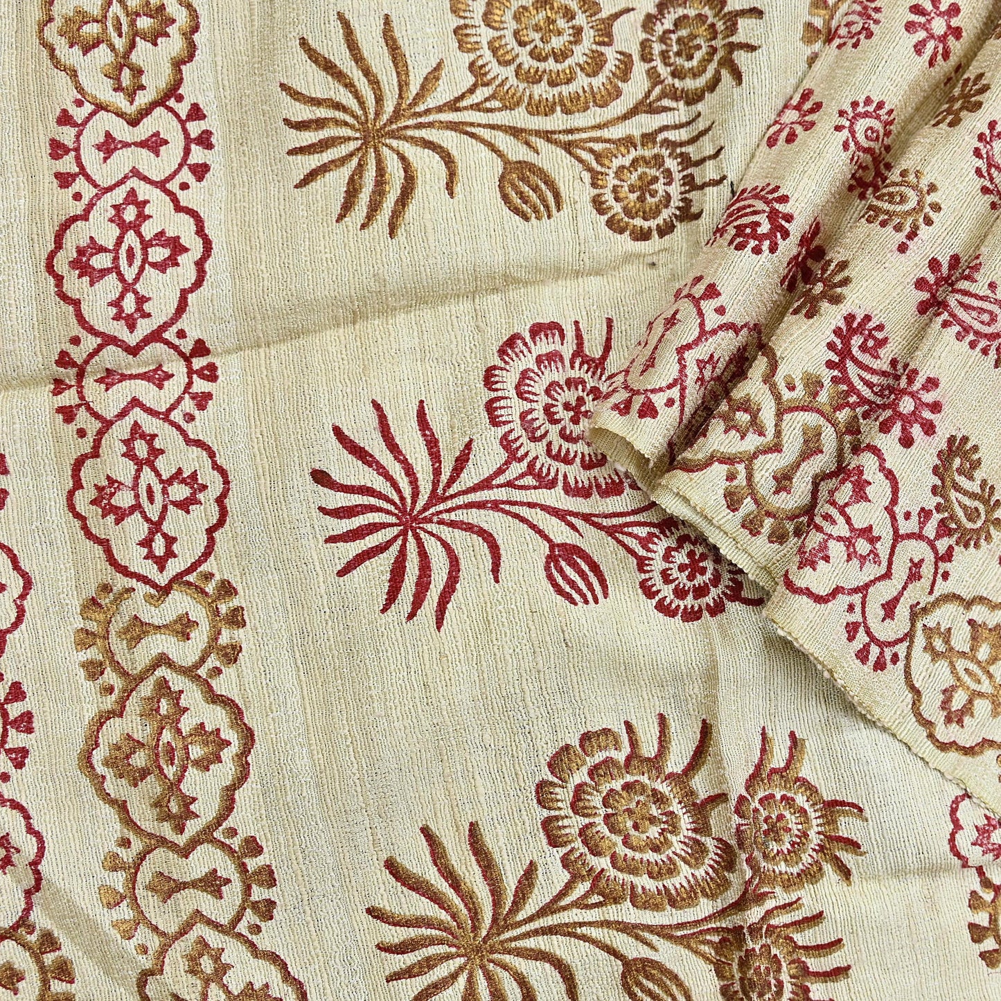 Indian Vintage Ivory Dupatta Long Stole 100% Pure Khadi Silk Hand Woven/ Painted Indian Scarves Veil Scarf Wrap Hippie Fringes