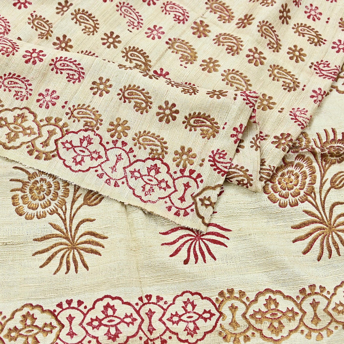 Indian Vintage Ivory Dupatta Long Stole 100% Pure Khadi Silk Hand Woven/ Painted Indian Scarves Veil Scarf Wrap Hippie Fringes