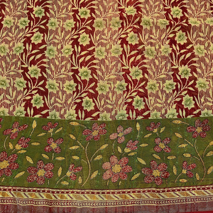 Indian Vintage Sari Yellow Printed Sari Blend Cotton Saree Fabric 5Yard Floral Soft Golden Zari Paisley