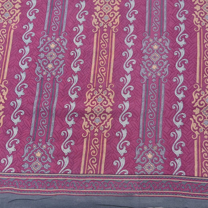 Indian Vintage Gray & pink Pure Crepe Silk Saree Floral Print 6 Yards Soft Sewing Fabric for Dressmaking, Quilting, Crafting Upcycling