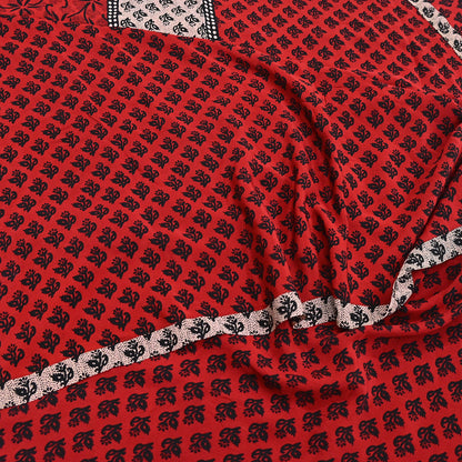 Indian Vintage Sari Black & Red Pure Crepe Silk Printed Saree 5yard Sewing Rose Flower Soft Craft Fabric Wrap