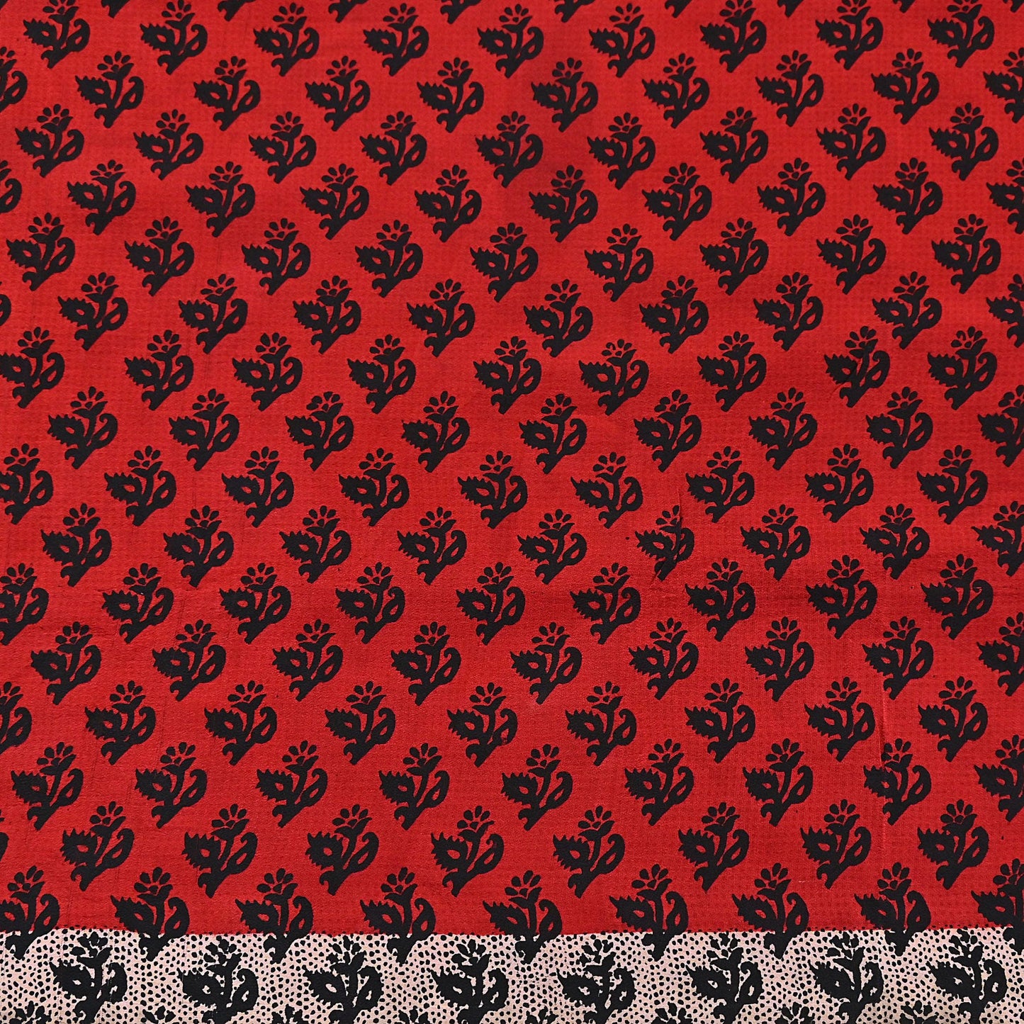 Indian Vintage Sari Black & Red Pure Crepe Silk Printed Saree 5yard Sewing Rose Flower Soft Craft Fabric Wrap