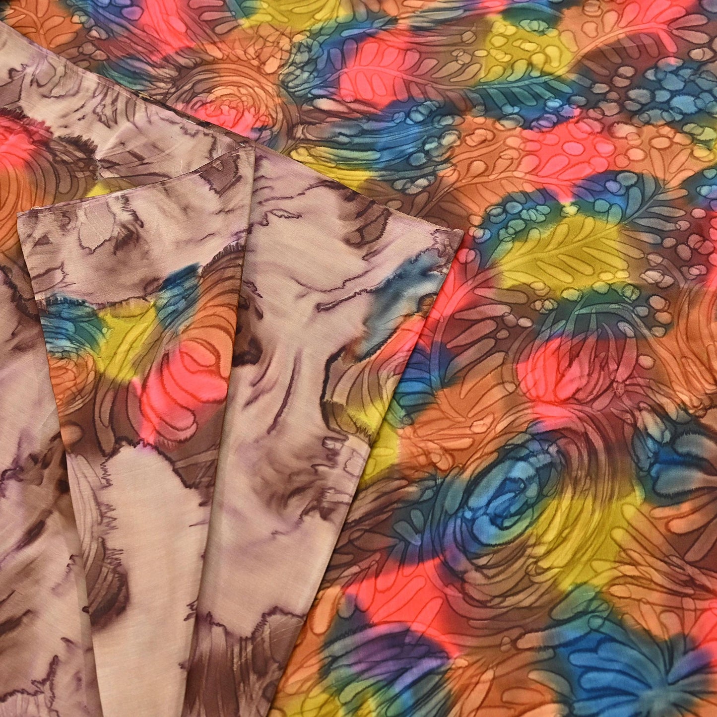 Indian Vintage Sari Brown Pure Crepe Silk Tie-Dye Printed Sarees 6yd Sewing Abstract Soft Craft Fabric Wrap Dress making Crafting Quilting