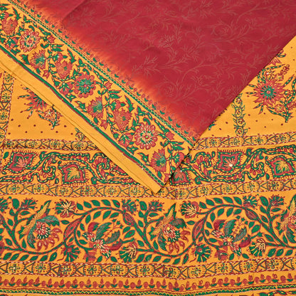 Indian Vintage Sari Maroon & mustard Pure Crepe Silk Hand Embroidered Saree 5yd Craft Fabric Sewing Sequins Dress Making Crafting Quilting