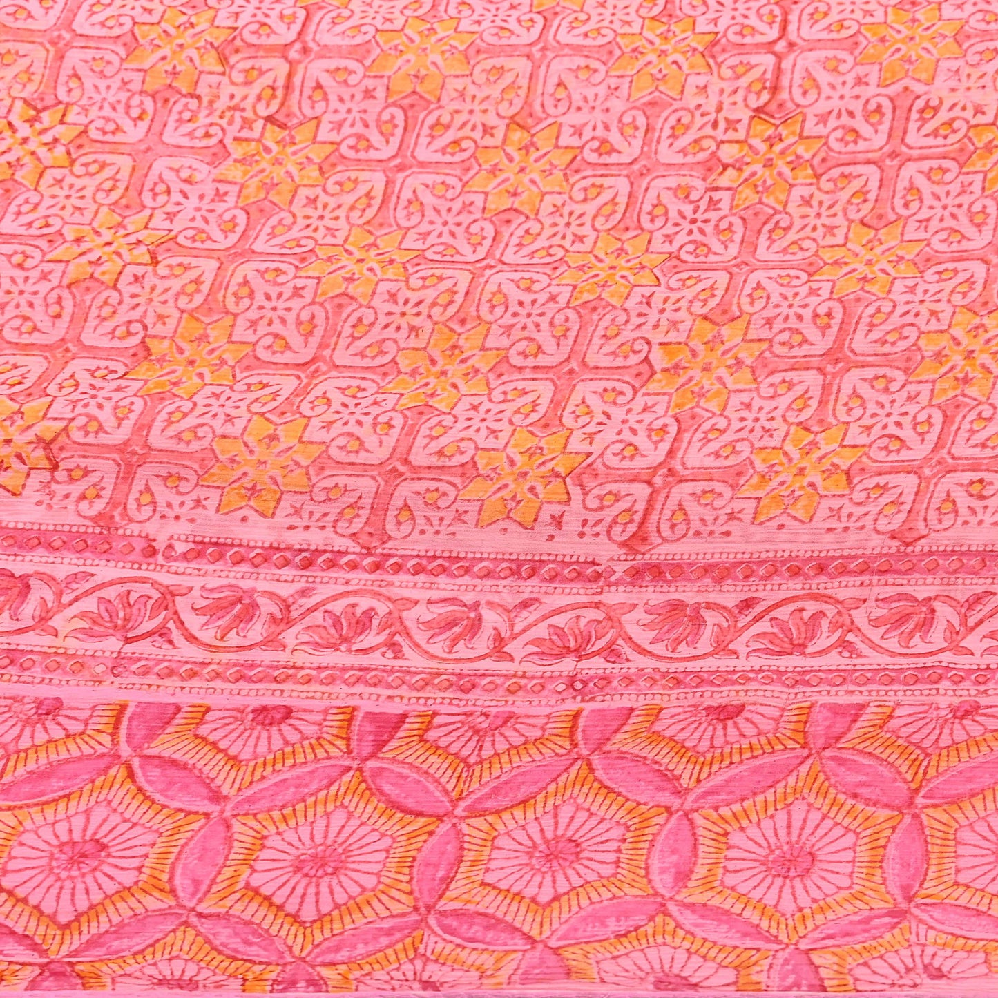 Women Vintage Pink Saree Blend Chiffon Printed Sari Craft Fabric Sewing 6Yd Soft Light Sari Dress Making Floral Crafting Quilting Upcycle