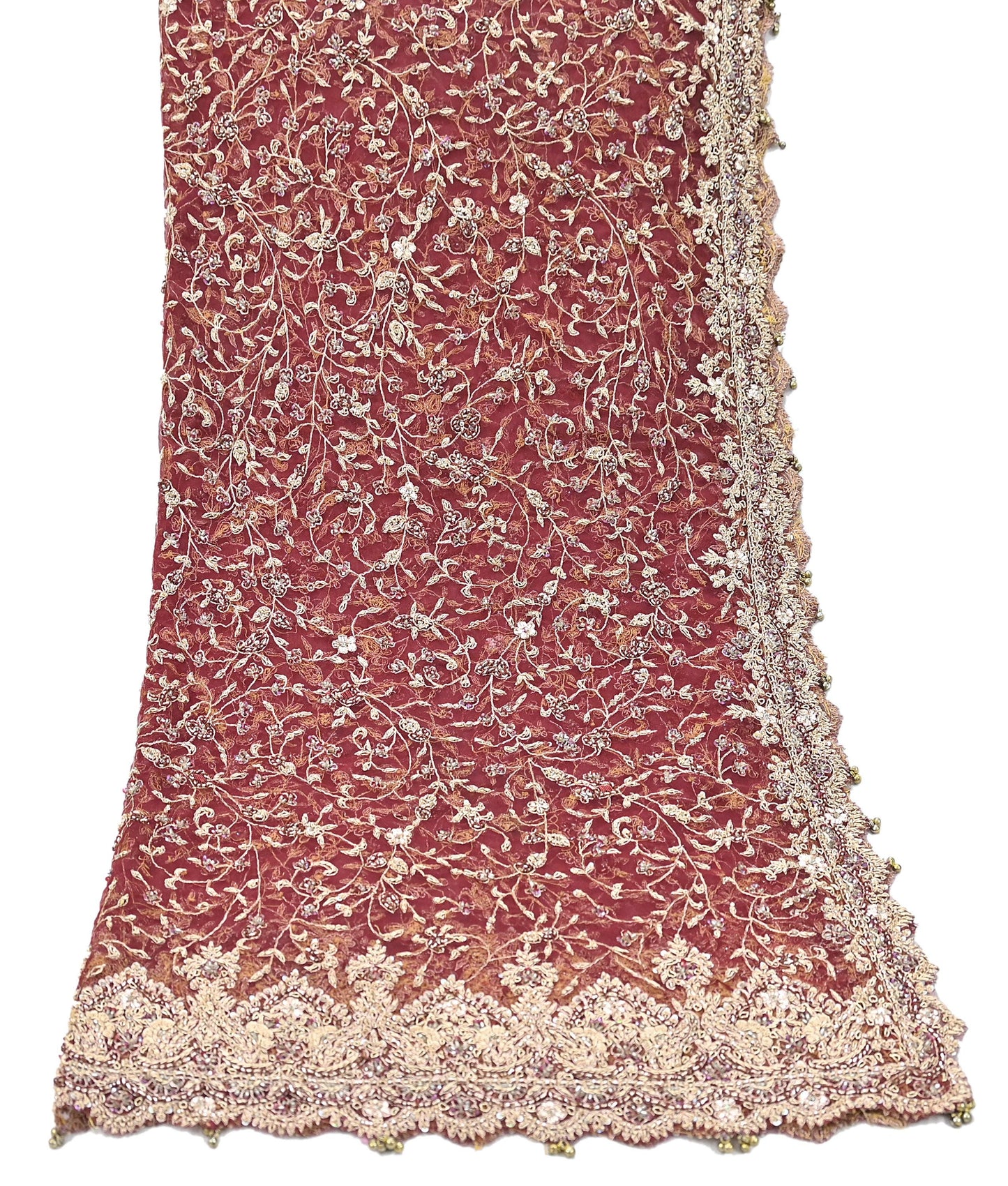 Indian Vintage Heavy Bridal Red Dupatta Net Mesh Long Stole Hand Embroidered Scarves Zardozi Dabka Zari Wedding dupatta veil hijab