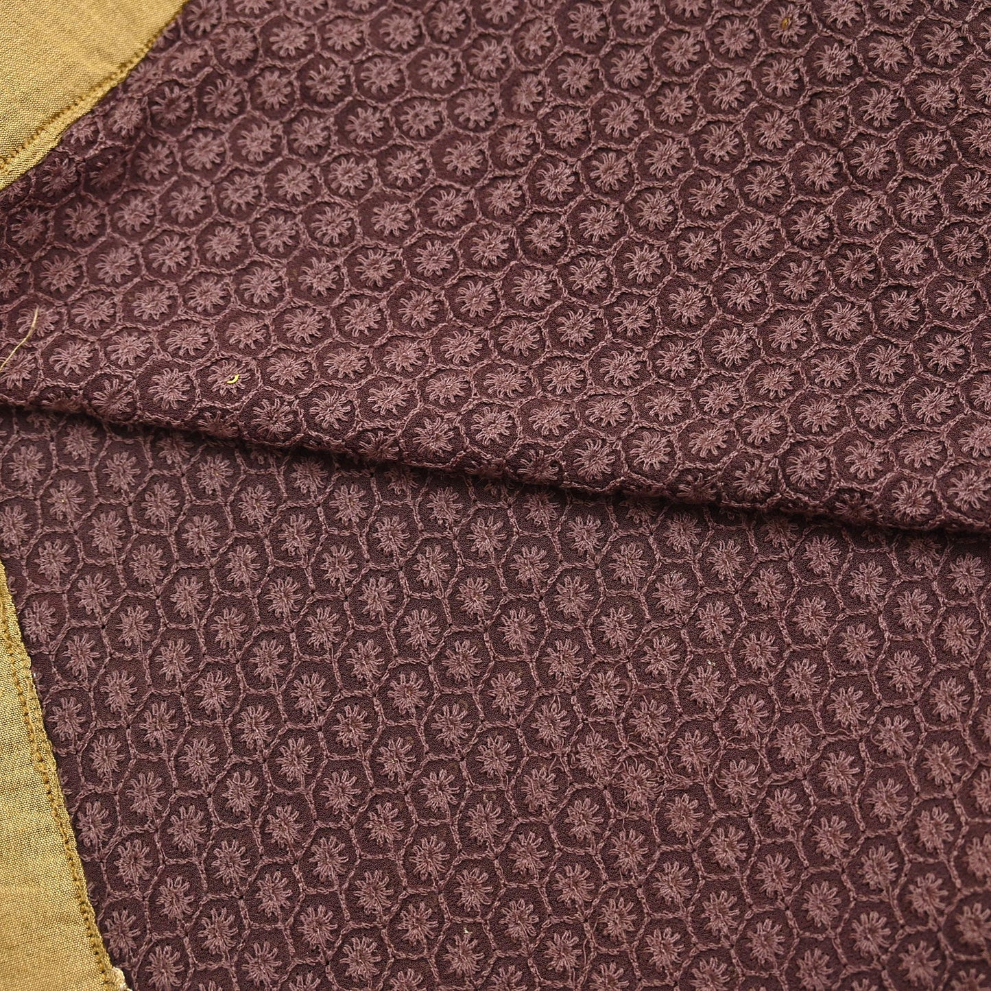 Indian Vintage Dupatta Brown Long Stole Pure Georgette Silk Embroidered Scarves Veil Hijab Floral