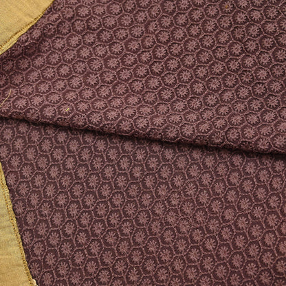 Indian Vintage Dupatta Brown Long Stole Pure Georgette Silk Embroidered Scarves Veil Hijab Floral