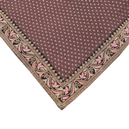 Indian Vintage Dupatta Brown Long Stole Pure Georgette Silk Embroidered Scarves Veil Hijab Floral